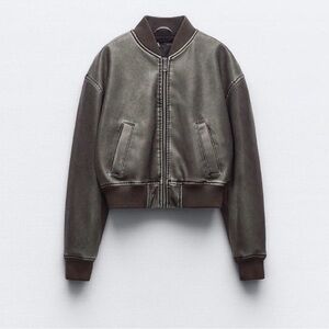 Zara leather bomber jacket